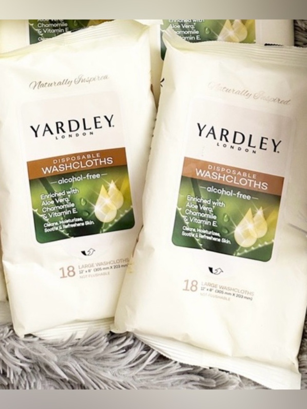 Yardley London Lot of 2 Pack Disposable Washcloths 18 each pk/ Total 36